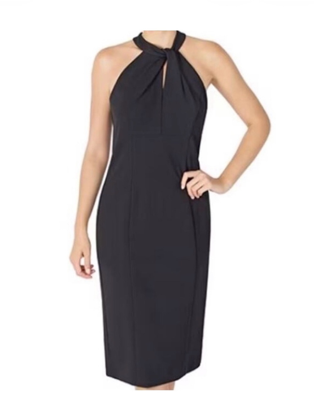 NWT julia jordan Black Halter Midi Sheath Dress
